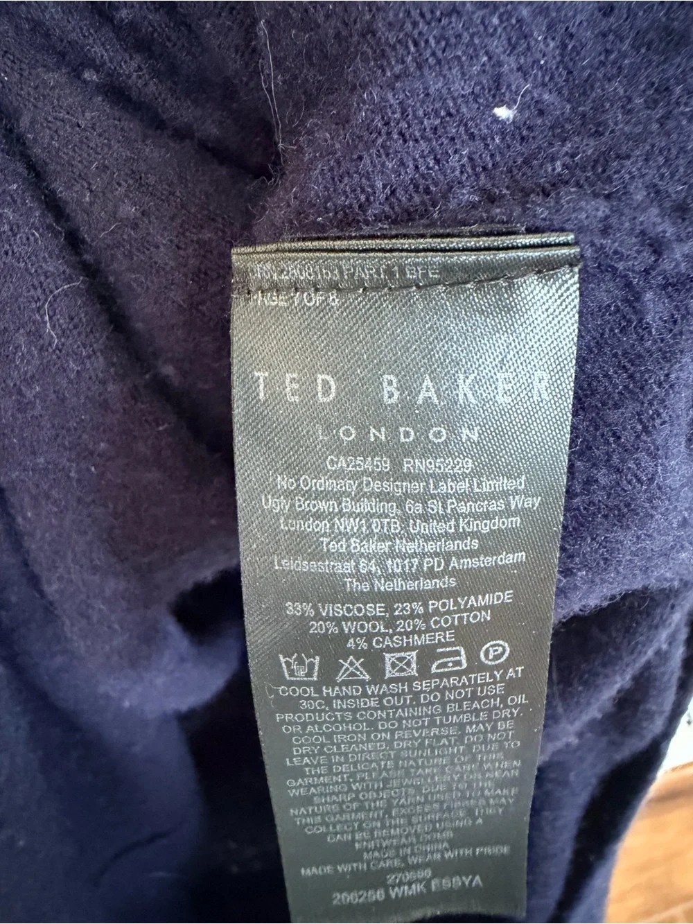 Ted Baker Essya Tie Front Knit Midi Dress Navy